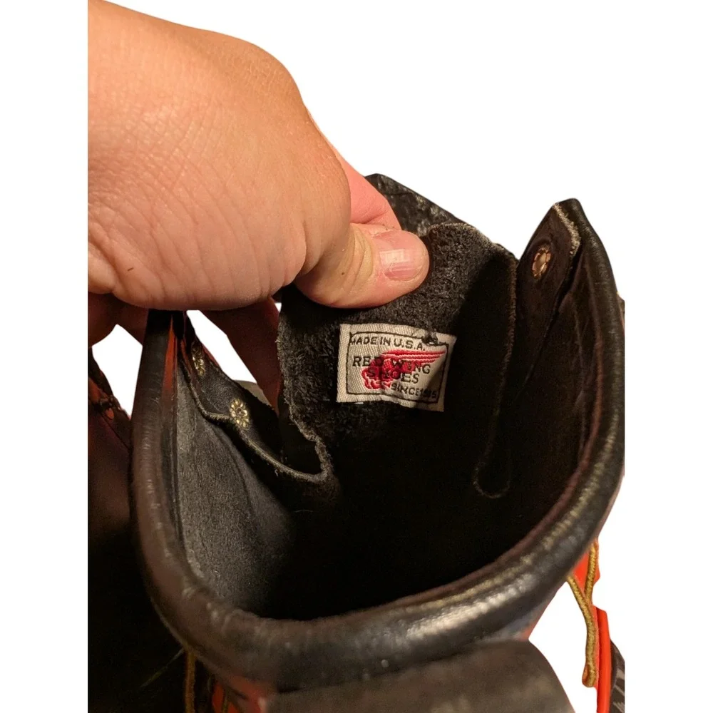 Red Wing Boots Mens 9.5 D Black Leather Loggermax Work Boots Lug Sole Heritage